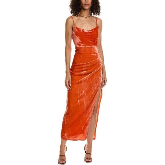 o.p.t Velvet Ruched Maxi Dress - Picture 1 of 10